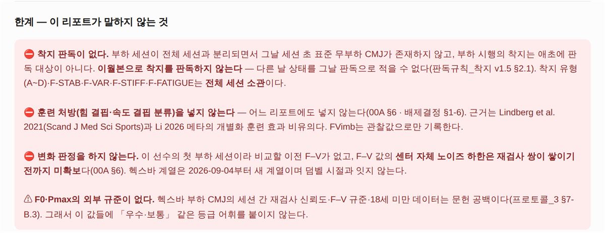한계 — 이 리포트가 말하지 않는 것