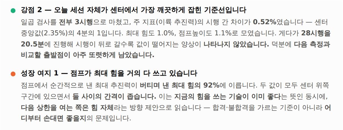 강점과 성장 여지